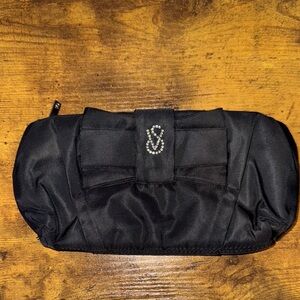 Victorias Secret-Black Satin Clutch with VS Rhinestone Logo